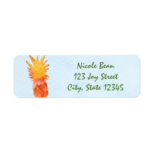 Ananas Watercolor Tropical Luau Address Labels (Vorne)