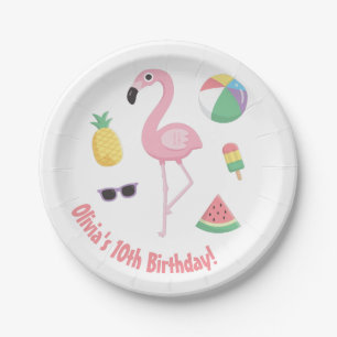 Ananas Watermelon Pink Flamingo Party Supplier Pappteller