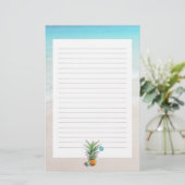 Ananas Weihnachten am Strand Lined Schreibpapier Briefpapier (Stehend Vorderseite)
