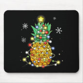 Ananas Weihnachts Weihnachtslichter Mousepad (Vorne)