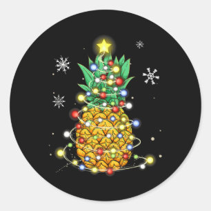 Ananas Weihnachts Weihnachtslichter Runder Aufkleber