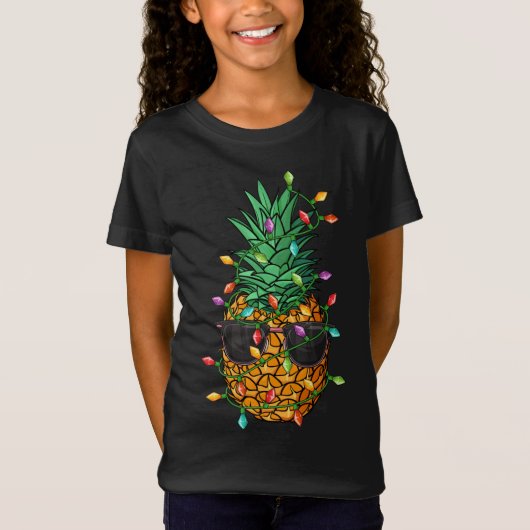 Ananas Weihnachtsbaum Lights Sonnenbrille Funny X T-Shirt (Vorderseite)