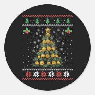 Ananas Weihnachtsbaum Ugly Christmas Sweater Xm Runder Aufkleber