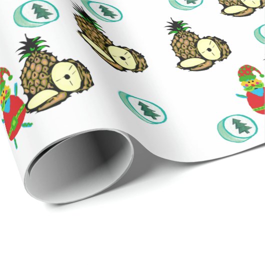 Ananas, Weihnachtsbaumen des Schneemanns, Wrapping Geschenkpapier (Rolleneckpunkt)