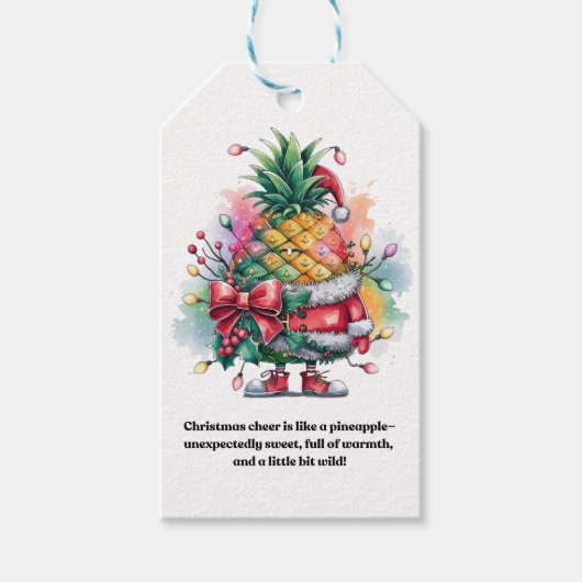 Ananas-Weihnachtsbaumfarbe Geschenkanhänger (Vorderseite)
