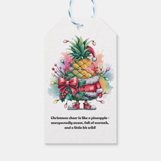 Ananas-Weihnachtsbaumfarbe Geschenkanhänger (Rückseite)