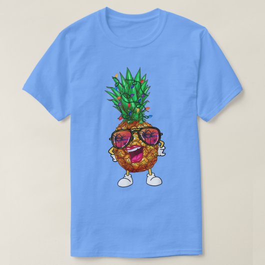 Ananas Weihnachtsbaumleuchten Sonnenbrille T-Shirt (Design vorne)