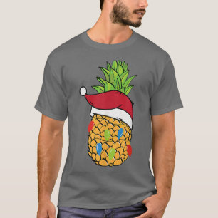 Ananas Weihnachtsmannmütze Weihnachten Lichter Sch T-Shirt