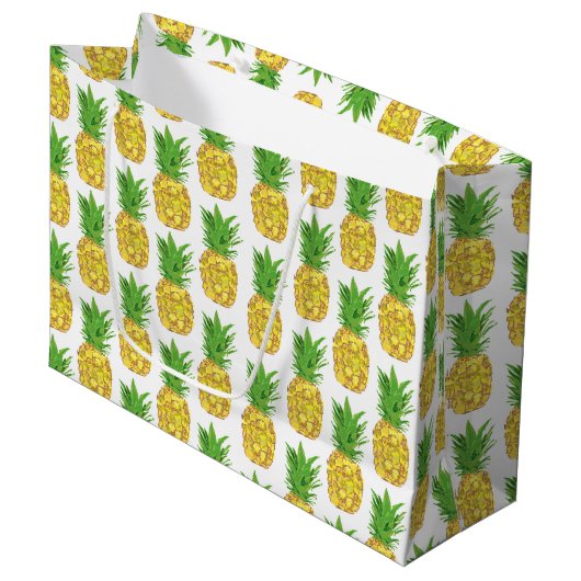 Ananas weiß große geschenktüte (Vorderseite Schrägansicht)