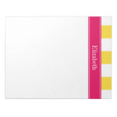 Ananas, weiße XL Streifen, Himbeername Monogramm Notizblock (Vorderseite)