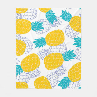 Ananas weißer Hintergrund, nahtloses Muster. Fleecedecke