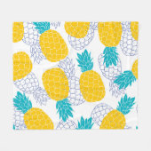 Ananas weißer Hintergrund, nahtloses Muster. Fleecedecke (Vorderseite (Horizontal))