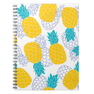 Ananas weißer Hintergrund, nahtloses Muster. Notizblock