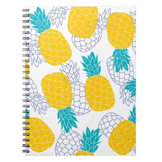 Ananas weißer Hintergrund, nahtloses Muster. Notizblock (Vorderseite)