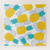 Ananas weißer Hintergrund, nahtloses Muster. Puzzle (Horizontal)