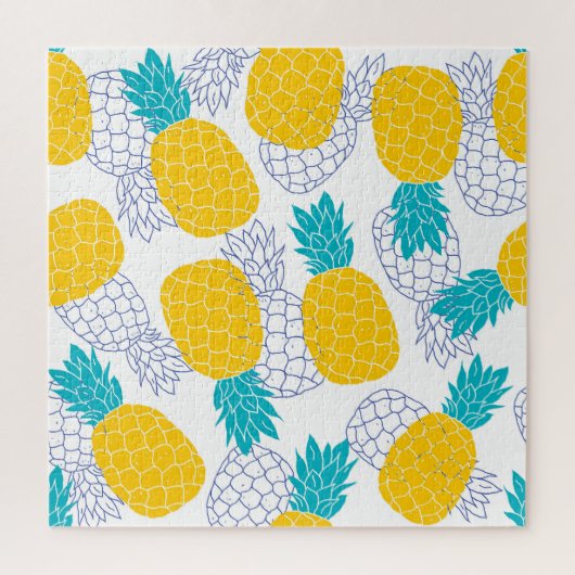Ananas weißer Hintergrund, nahtloses Muster. Puzzle (Vertikal)