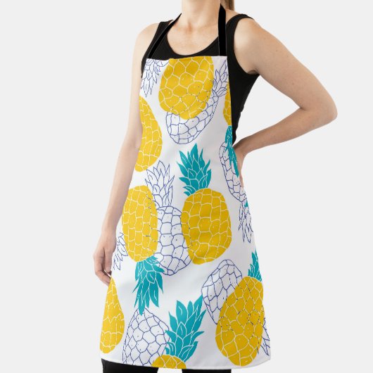 Ananas weißer Hintergrund, nahtloses Muster. Schürze (InSitu)