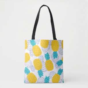 Ananas weißer Hintergrund, nahtloses Muster. Tasche