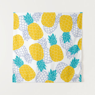 Ananas weißer Hintergrund, nahtloses Muster. Wandteppich