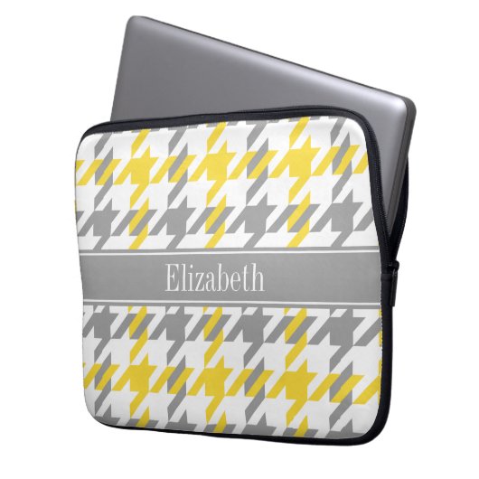 Ananas Welch dk Gray Hahnentrittmuster Name Monogr Laptopschutzhülle (Vorderseite Links)