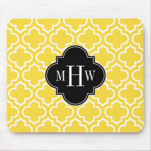 Ananas Welch marokkanischer Nr. 6 Black 3 Initial Mousepad