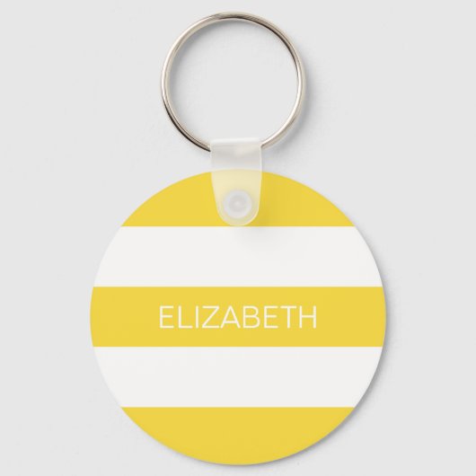 Ananas, welcher Horiz-Preppy-Streifen #3 Monogramm Schlüsselanhänger (Vorderseite)