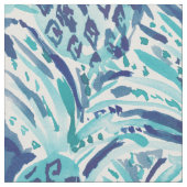 ANANAS-WELLE blaues Painterly Aquarell Stoff (Nahaufnahme)