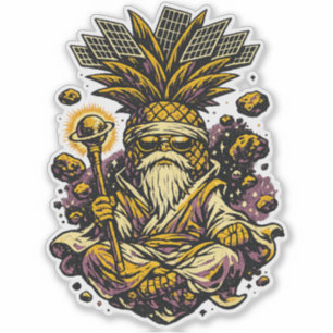 Ananas Weltraum Sensei — Vintage Kosmischer Meiste Aufkleber