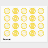 Ananas White 3 Initials Circle Monogram DIY BG Runder Aufkleber (Blatt)