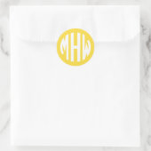 Ananas White 3 Initials Circle Monogram DIY BG Runder Aufkleber (Tasche)