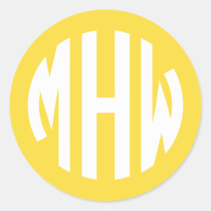 Ananas White 3 Initials Circle Monogram DIY BG Runder Aufkleber