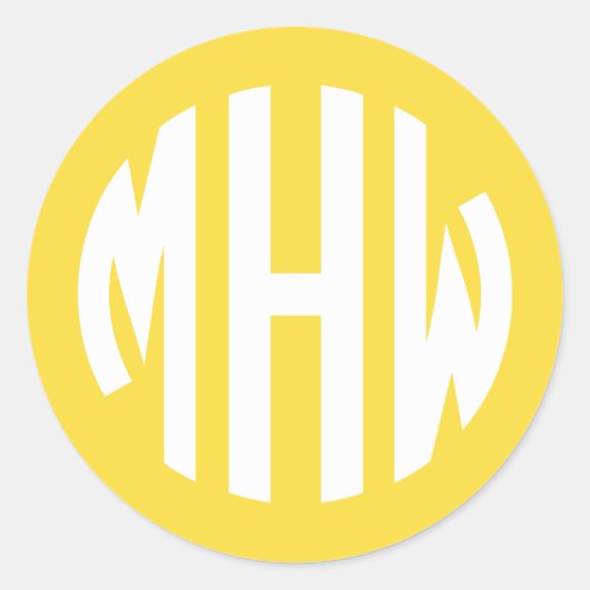 Ananas White 3 Initials Circle Monogram DIY BG Runder Aufkleber (Vorderseite)