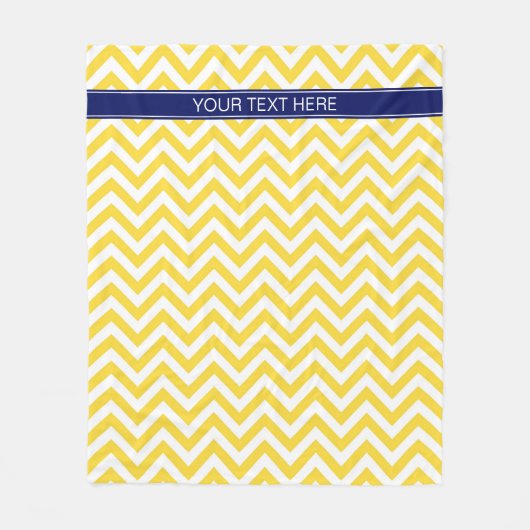 Ananas White LG Zickzack Navy Blue Name Monogram Fleecedecke (Vorderseite)