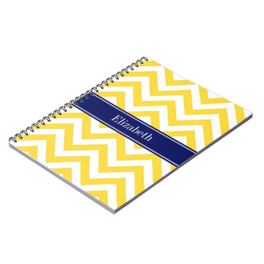 Ananas White LG Zickzack Navy Blue Name Monogram Notizblock (Linke Seite)