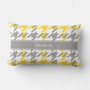 Ananas Wht Dk Grau Houndstooth Namensmonogramm Lendenkissen