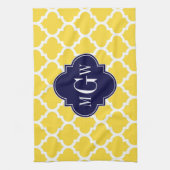 Ananas Wht Moroccan #5 Navy 3 Initial Monogramm Geschirrtuch (Vertikal)