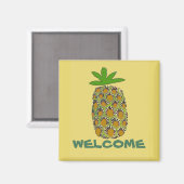 Ananas, Willkommen, Text bearbeiten Magnet (Vorderseite/Rückseite)