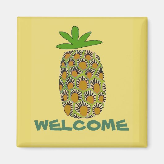 Ananas, Willkommen, Text bearbeiten Magnet (Vorne)