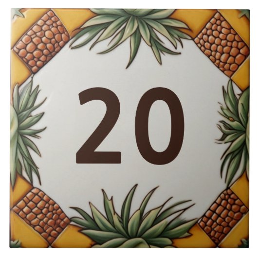 Ananas Wüste Pflanze House Number Sign Plaque Fliese (Vorderseite)