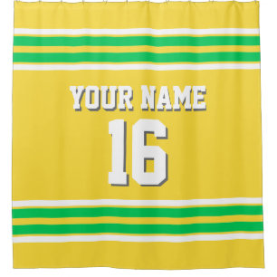 Ananas Yellow Emerald Green Stripe Sport Jersey Duschvorhang