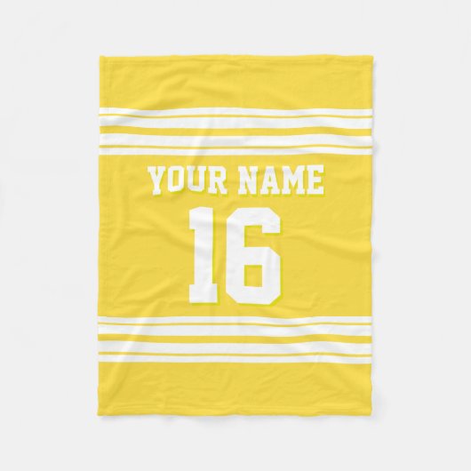 Ananas Yellow White Sports Jersey Fleecedecke (Vorderseite)
