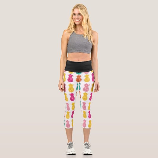 Ananas-Zaubermuster Capri Leggings (Vorderseite)
