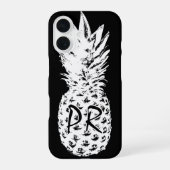 Ananas, zeichnend Schwarzweiß-Monogramm iPhone 16 Hülle (Rückseite)