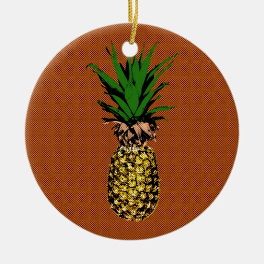 Ananas-Zeitungspapier Keramik Ornament (Vorne)