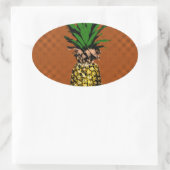 Ananas-Zeitungspapier Ovaler Aufkleber (Tasche)