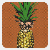 Ananas-Zeitungspapier Quadratischer Aufkleber (Vorderseite)