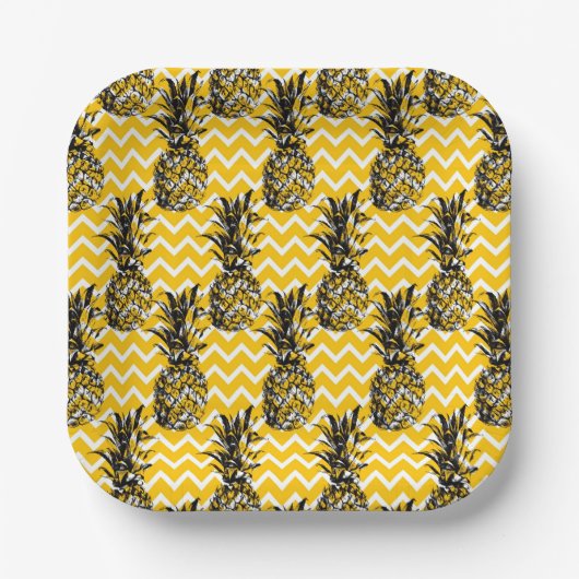 Ananas Zigzags Pappteller (Vorderseite)