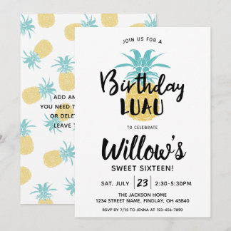 Ananas zum Geburtstag Luau Party, jedes Alter Einladung