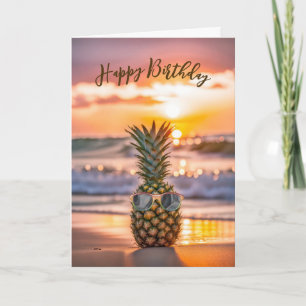 Ananas zum Geburtstag mit Sonnenbrille Karte