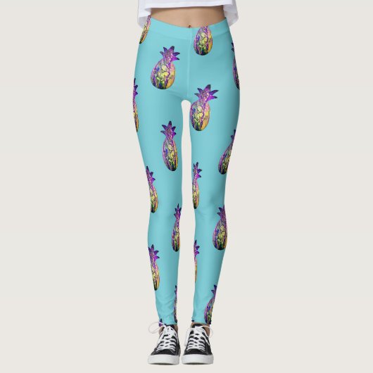 Ananaseilblau Leggings (Vorderseite)
